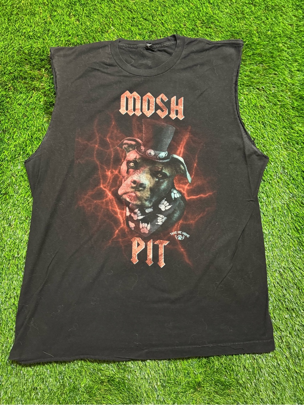 Rare Mosh Pit Animal Rescue Festival Cut Off Shirt L Heavy Metal Charity Tee